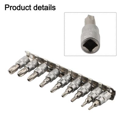 9 Peças Estrela de 5 Pontas Para Broca de Chave Torx Soquete de Encaixe de 1/4 de Polegada Conjunto de Chaves de Fenda de Segurança Pentalobe TS10-TS50