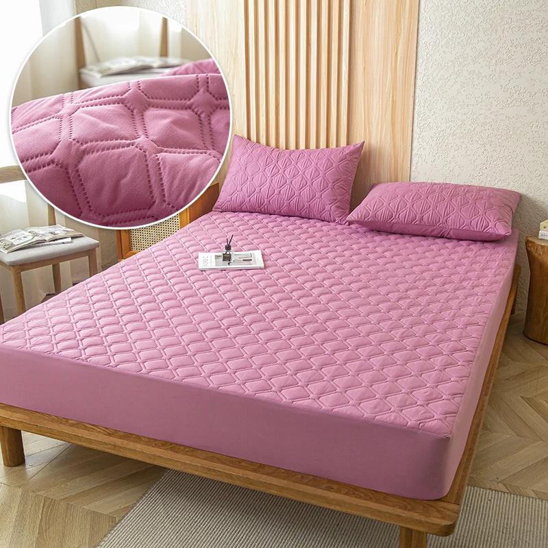Waterproof Mattress Cover Bed Protector Case with Elastic Band Mattress Cover Fitted Sheet Soft Breathable King Mattress Cover Protector