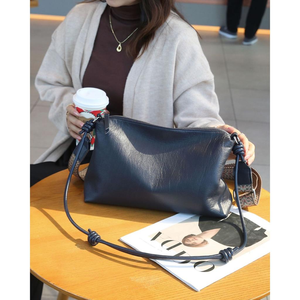 Skórzana codzienna torba damska na jedno ramię, listonoszka, modna, pojemna i prosta torebka damska, wielokomorowa torba typu shell