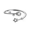 Silver Color Hollow Five-pointed Star Rings For Women Korean Style Opening Adjustable Finger Ring Inlaid Zircon Wedding Jewelry