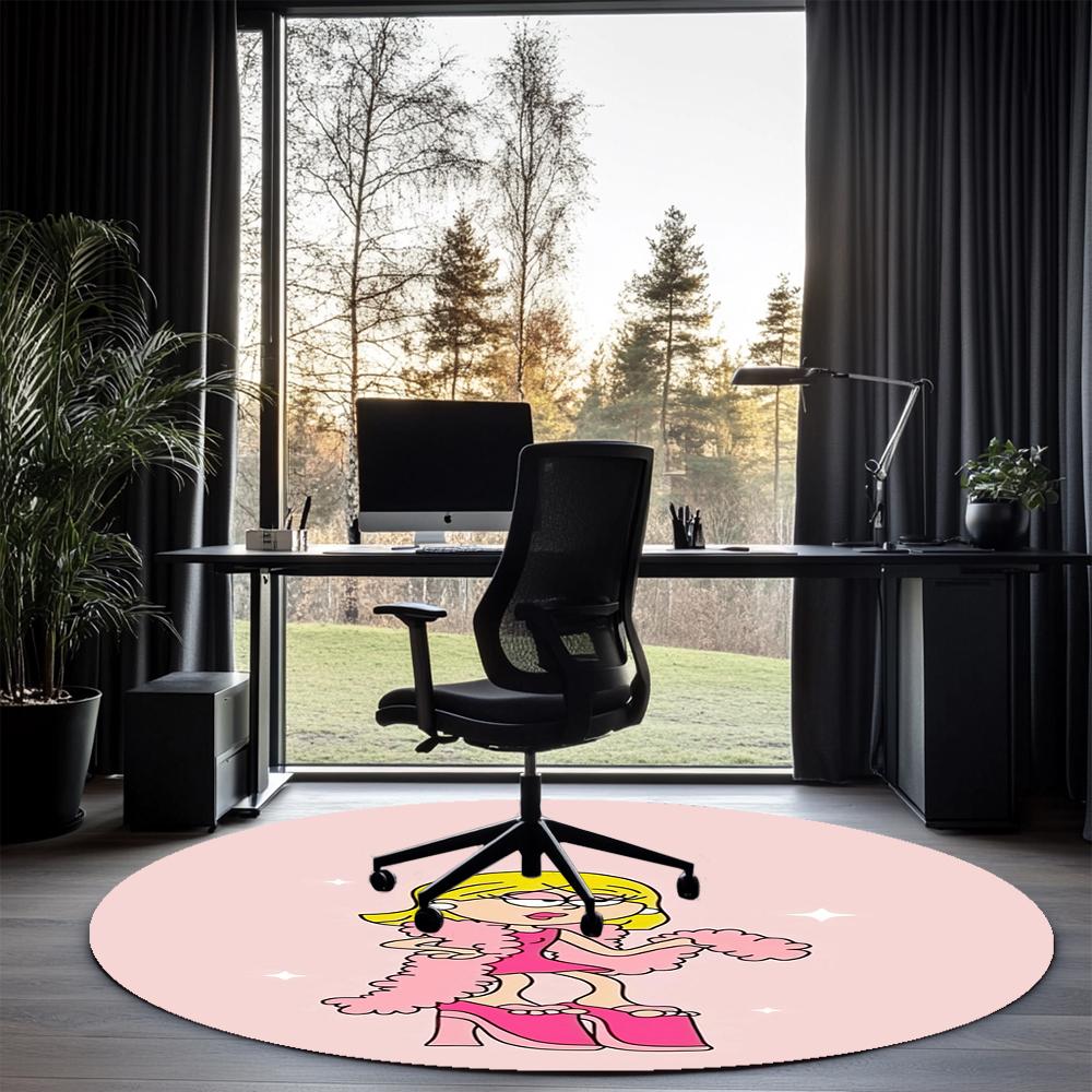 Lizzie McGuire Printed Round Rug Carpet Chair Rug Area Rug Entryway Doormats,for Office Chair Living Room Bedroom Kitchen Room.