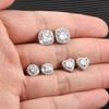 Hypoallergenic Silver Stud Earrings for Women Cubic Zirconia Halo Round Heart Square Diamond Large Silver Stud Set Earring