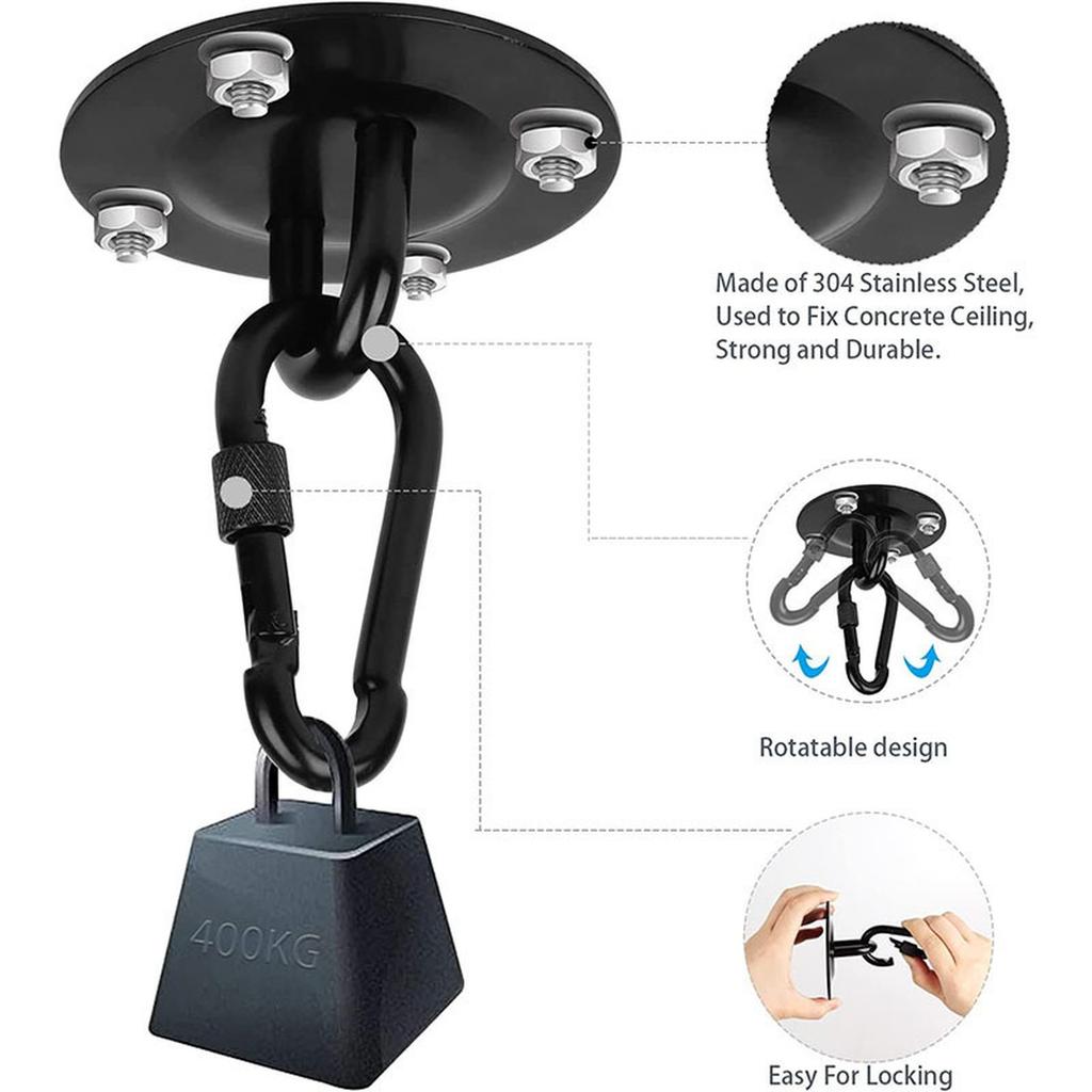 Deckenhaken - Industrielle Belastbarkeit bis 600 kg, Inklusive Dübel & Schrauben Yoga Set - Geeignet für Gymnastikringe, Suspensionen, Innen-/Außenbereich