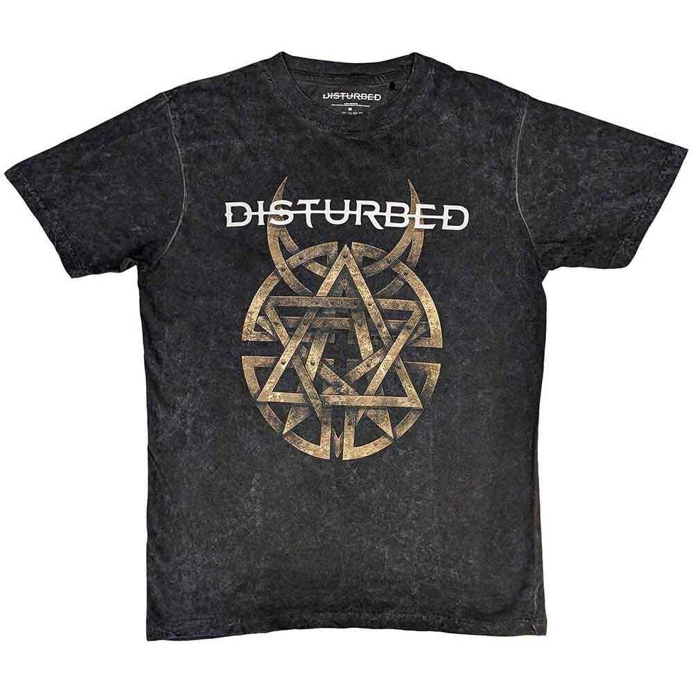 Disturbed Unisex T-Shirt: Riveted (Dip-Dye, Mineral Wash) (Medium) 3XL