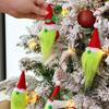 A Set Of 8 Pcs Faceless Doll Christmas Hat Red And Green Christmas Tree Decoration Plush Ornaments