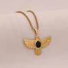 Euro-American Retro Turquoise Eagle Stainless Steel Pendant Necklace Versatile Light Luxury Necklace for Women