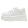 Entity Replenishment Single King~ Leather Round Head Thick Sole White Shoes for Women 2025 Spring Four-leaf Clover Height Increase Casual Board Shoe