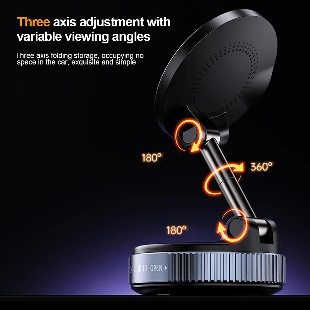 15W Wireless Charging Magnetic Vacuum Car Phone Holder Foldable Design 360 Degree Rotation For Car Desk Bathroom Phone Holder