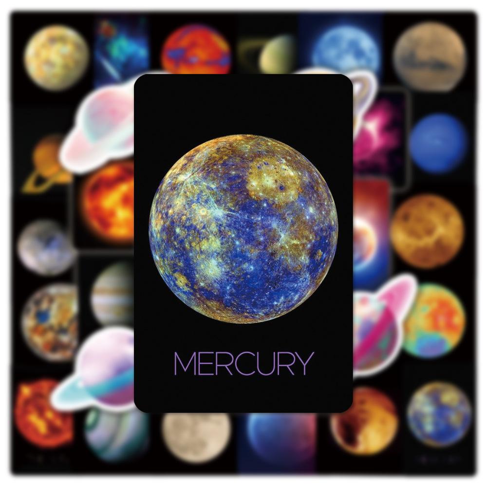 50Pcs Universe Planets Stickers Outer Space Planets Waterproof Vinyl Decals For Laptop Refrigerator Luggage Computer Car