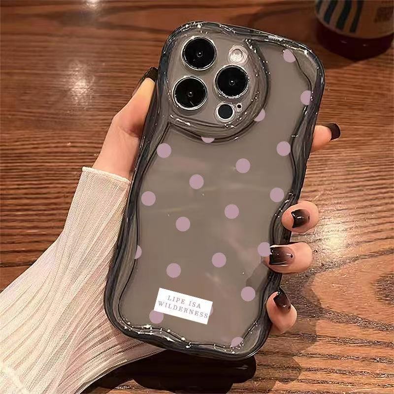Pink polka dots are suitable for iphone16promax mobile phone case, the new Apple 15 anti-drop 14pro, Japan and Korea 13/12.
