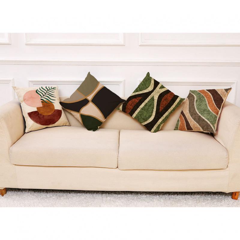 Popular Linen Pillowcase Abstract Geometric Sofa Cushion Cotton Linen Car Pillow