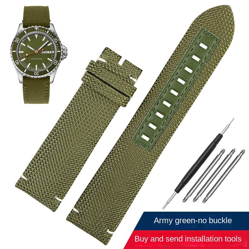 

Чоловічий спортивний ремінець для годинника Mido M026.629 M026.430 Ocean Star Pilot Натуральна шкіра з нейлоновоюcanvas основою ремінець для годинника 22мм Аксесуари 22mm