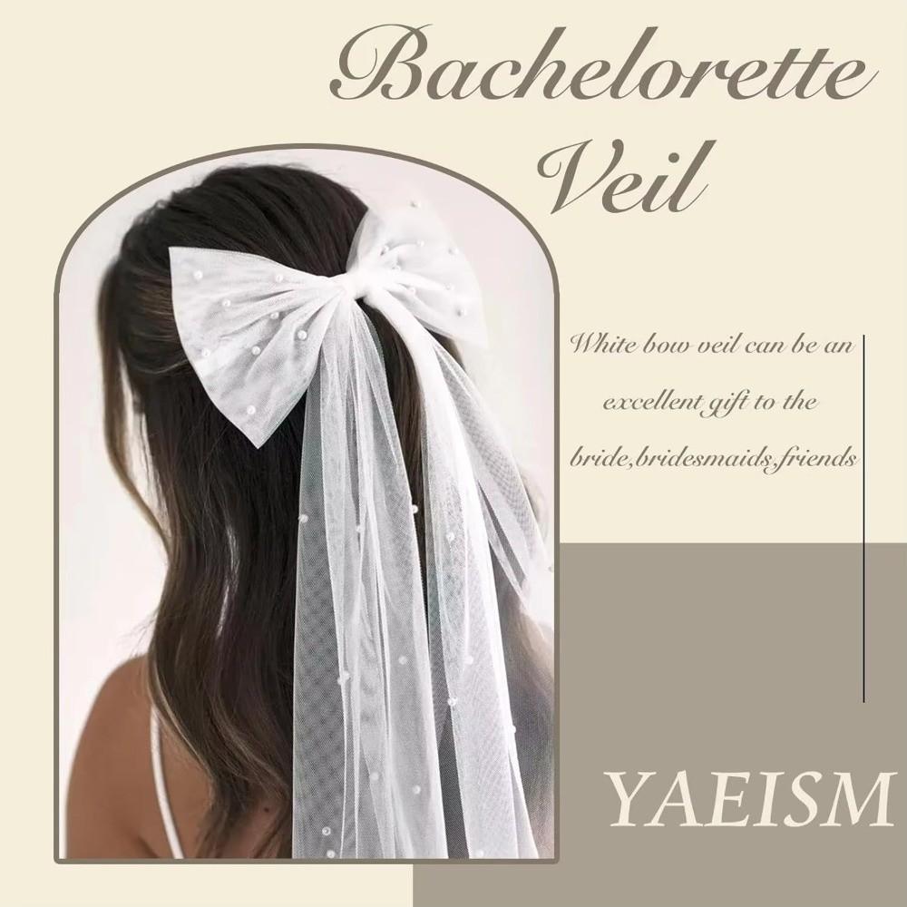 Lange Band-Haarspangen Weiße Haar-Accessoires Elegante Perlen-Schleifen-Haarnadel Hochzeitsparty
