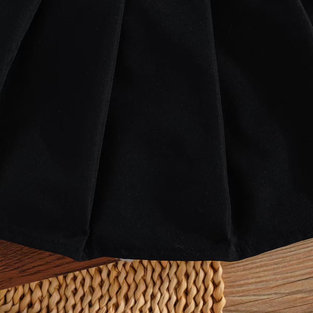 Kinderkleidung 6M-2Y Baby Mädchen Weißes Mesh-Top + Weiße Weste + Schwarzer Faltenrock Freizeitanzug