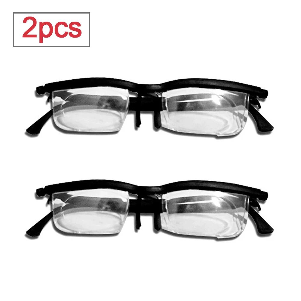 Dial Adjustable Glasses Variable Focus for Computer Reading Distance Vision Eyeglass Unisex Variable Focus Black Frame Glasses