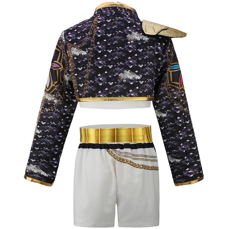 Kız Çocuk Siyah Phnom Penh Şarkı Sahne Performans Kostümü Cadılar Bayramı Partisi Kardeşler Grup Şarkı Yarışması Havalı Kız Ceket Takımı