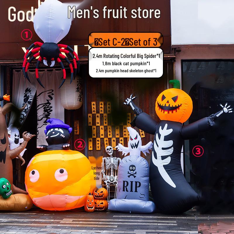 Large Halloween Pumpkin Lantern with Ghost and Spider Décor