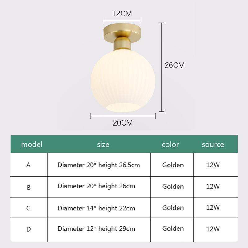 Lumină de tavan nordică lampă de sticlă balcon casă dressing lumină lux american simplu coridor intrare hol lumină de culoar