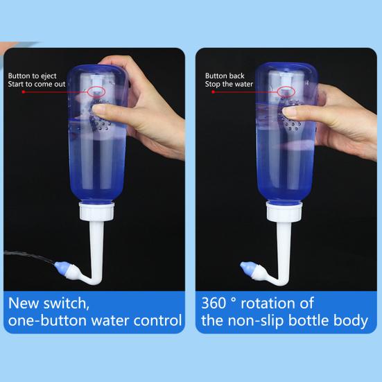 1 Set 500ML Nasal Washer Dust-proof Cover Precise Scale 60-Degree Angle Press Switch Double Nozzle Nose Wash Bottle Yoga Gym Tool