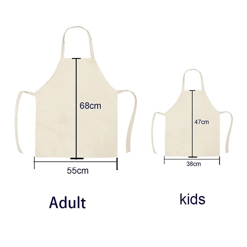 1Pcs Kitchen Apron Cartoon Unicorn Music Printed Cotton Linen Aprons for Women Men Cooking Accessories Delantal Cocina Mujer