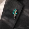 Brooch Pin for Women, Marquise Shape Olive Branch Design Brooch with Rhinestones, Metal Base Lapel Pin for Suits Coats Scarves