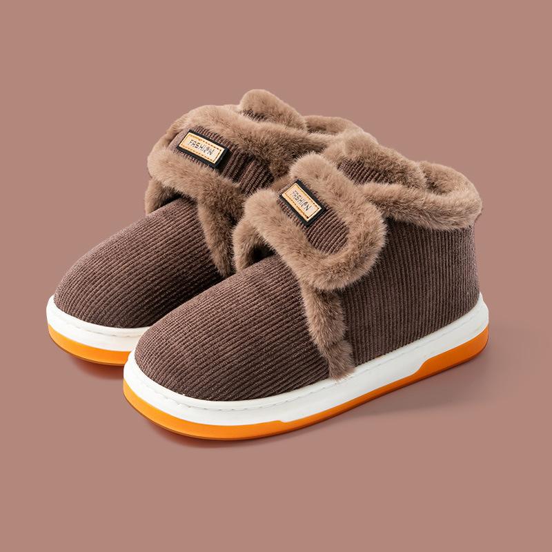 Middle-aged and Elderly Non-slip Cotton Shoes, Warm Home Cotton Slippers, Bag Heel, Velvet Thick-soled Cold-proof Elderly Cotton Shoes