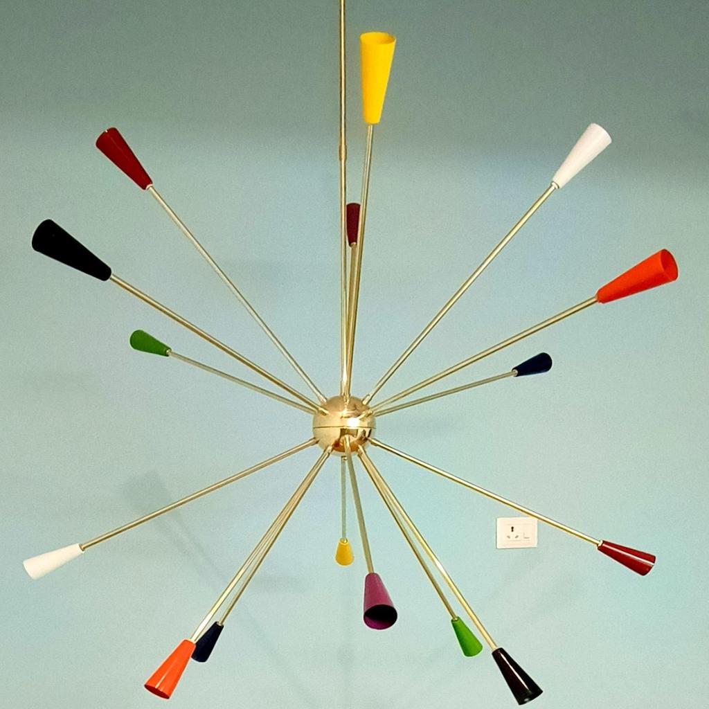 Customized Color Brass Sputnik Chandelier | Modern Midcentury Light Fixture for Home Decor | Pendant Lamp for Bedroom or Living Room