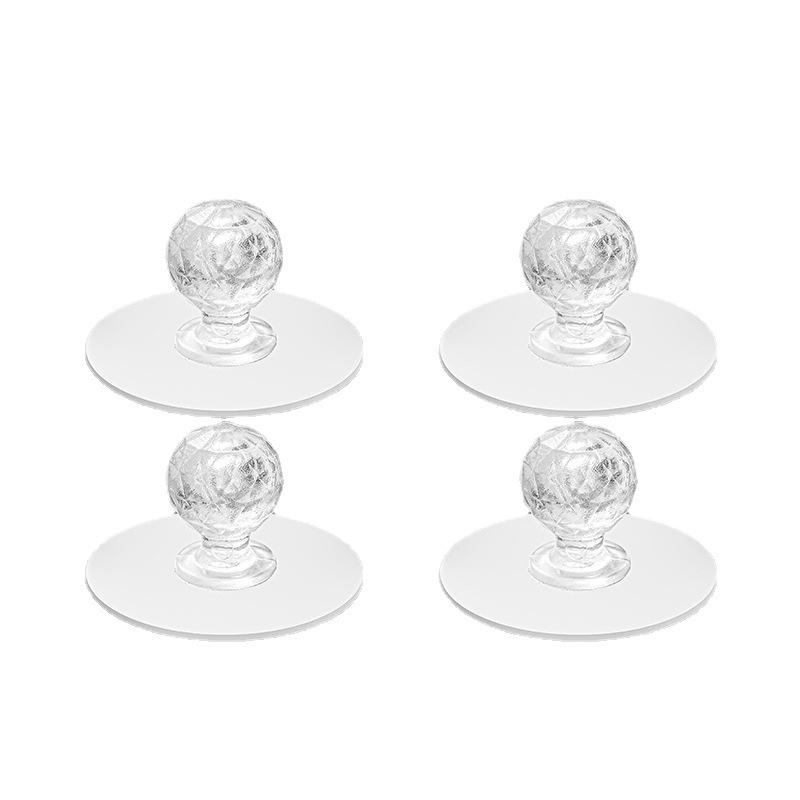 4pc Punch-free Transparent Cabinet Door Handle Drawer Door Handle Wardrobe Shoe Cabinet Aid Handle Toilet Lid Lifter
