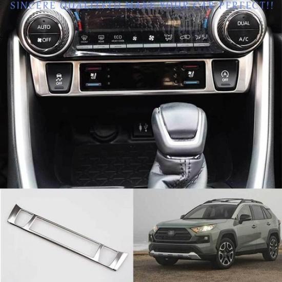 For Toyota RAV4 2019-2025 Silver Steel Center Console Heated Seat Button Frame