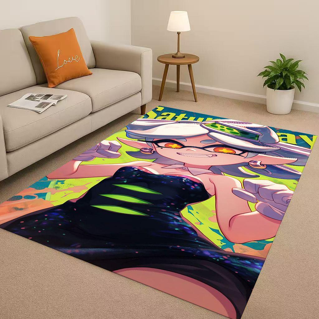 3D Splatoon Game Cartoon Living Room Non Slip Area Rug Soft Carpet for Bedroom Playroom Sofa,Easy Clean Home Decor Doormat