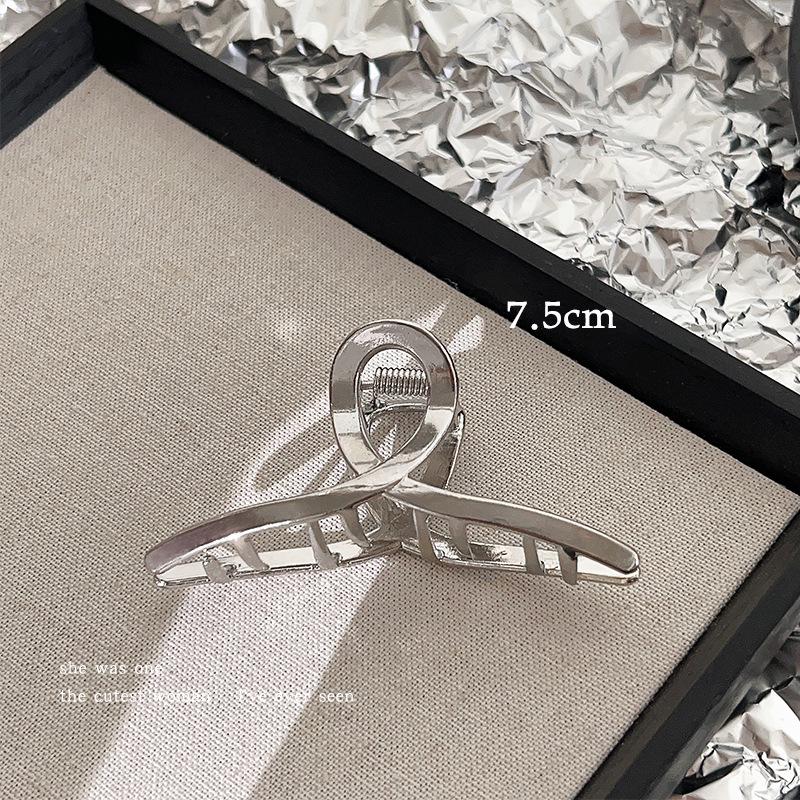 2024 Silver Shark Clip for Women - Large Metal Grip Hair Accessory
