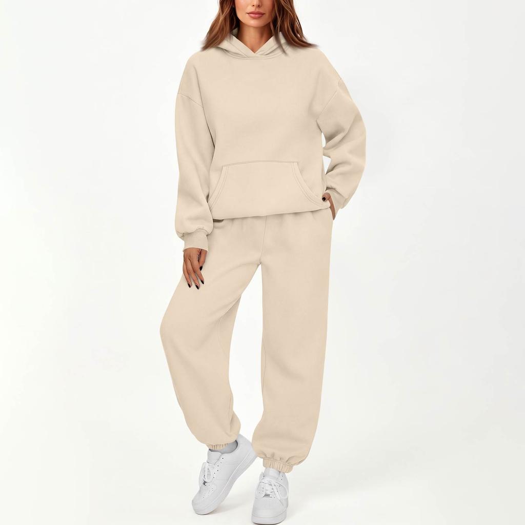 Casual Tweestuk Trainingspak voor Dames met Hoodie en Losse Broek voor Herfst Winter