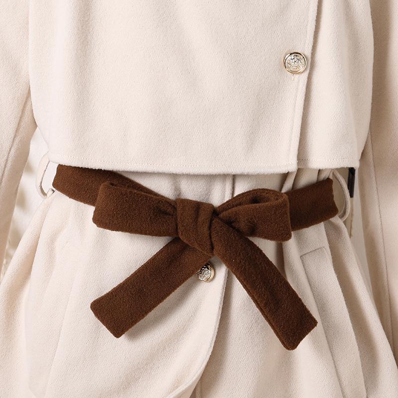 2025 Autumn/Winter Girls' Woolen Coat: Color Block, Single-Breasted, Waist-Cinched, Long-Sleeved for Medium & Large Kids