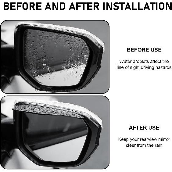 2 PCS Car Rear View Mirror Rain Visor Guard, Rearview Rain Eyebrow Shield, Car Mirror Rain Protector, Universal for Cars, Trucks and SUVs (Black)