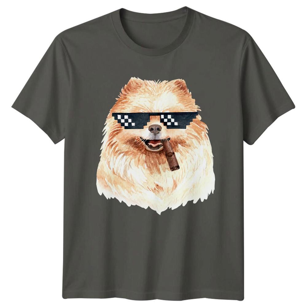Pomeranian Dog Thug Life Pixel Glasses Unisexs TShirt Cool Puppy Tee