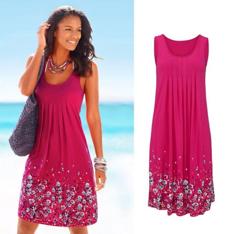 Urban Chic Sleeveless Floral Print Loose Fit Midi Dress Polyester Blend