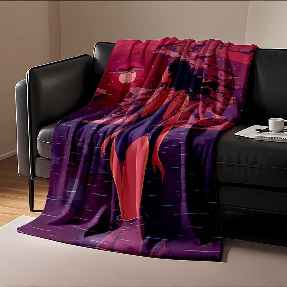 Mystical Moonlit Woman Scene for all seasons blanket lunch break throw gift