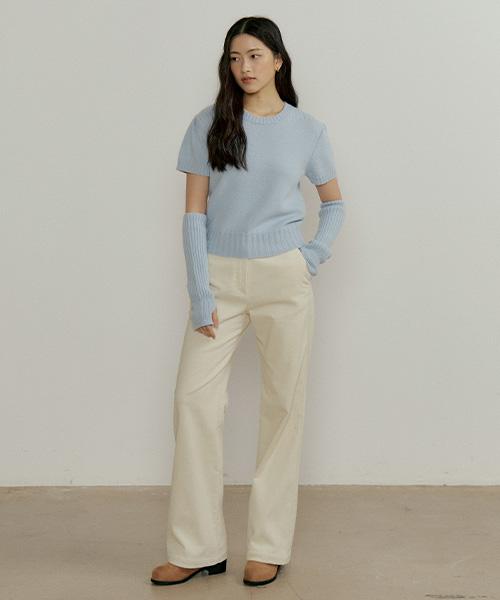 Lingseoul Button Corduroy Pants-Cream