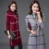 Herbst Winter Plaid Rollkragenpullover Frauen Lange Dicke Pullover Pullover Kleid Alle-spiel Bodenbildung Shirt Jumper Top