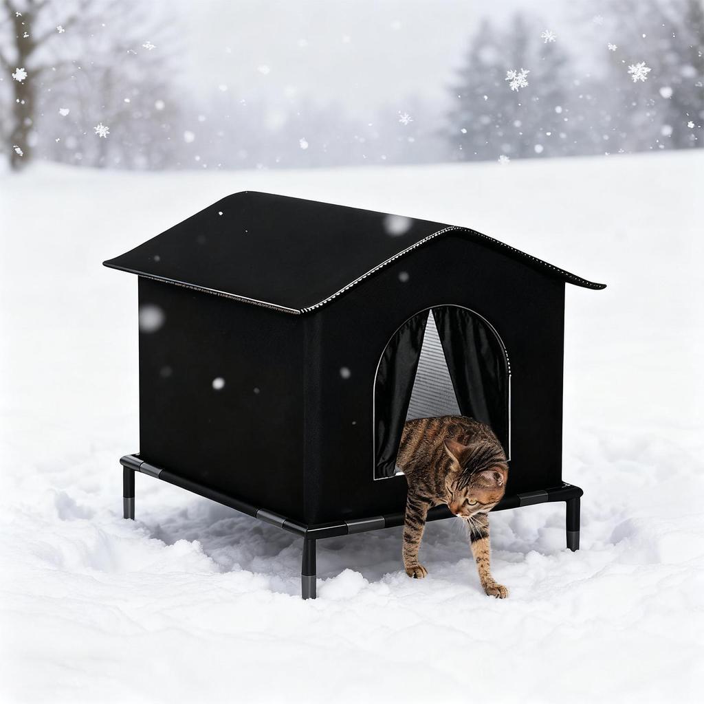 Outdoor Cat House with Elevated Feet &Insulated Foam,Outer waterproof Oxford cloth,for Winter Environment for Small Dogs Kittens
