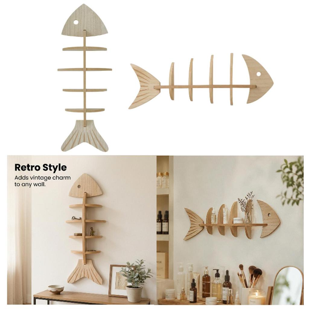 Fish Shape Wall Shelf Decoration Organizer Practical Unique Rack Display for Bedroom
