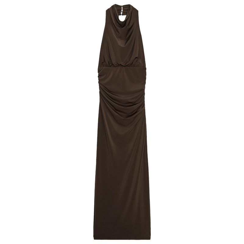 Zaprha 2025 Summer New Fashion Temperament All-Match Backless Neck Collar Slim fit Long Dress 3152312