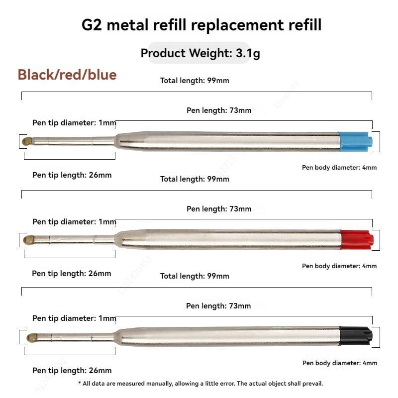 20pcs L:3.9 In/99mm Ballpoint Pen G2 Refills for Medium Point blue red Black Ink Rods for Writing Office Stationery 424