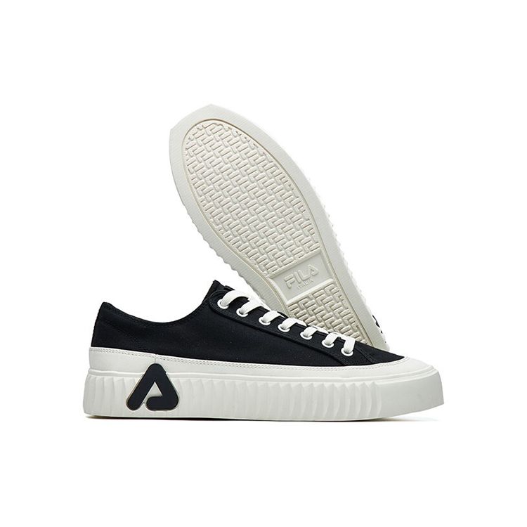 FILA Gear Lace-Up Non-Slip Wear-Resistant Lightweight Shock-Absorbing Low-Top Canvas Shoes Men sneaker Black F12M124342FBK