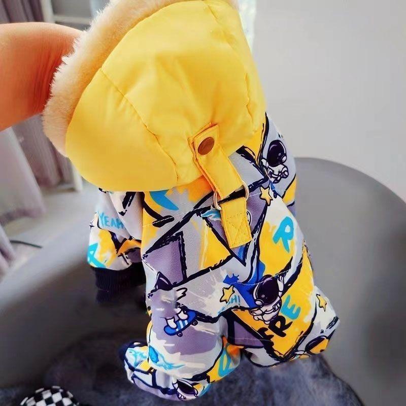 

Питомец плюшевый песик осень и зима бархатные утолщенные хлопковые вещи кошка чем медведь шнауцер зимняя теплая четырехногая хлопковая одежда XXL chest 55 back 45 about 14-8 kg