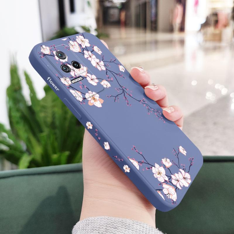Plum Blossom Phone Case For Xiaomi Poco M6 X6 F6 M5S X5 F5 F4 X4 M5 M4 F3 X3 M3 F2 X2 Pro C40 4G 5G GT Liquid Silica Cover