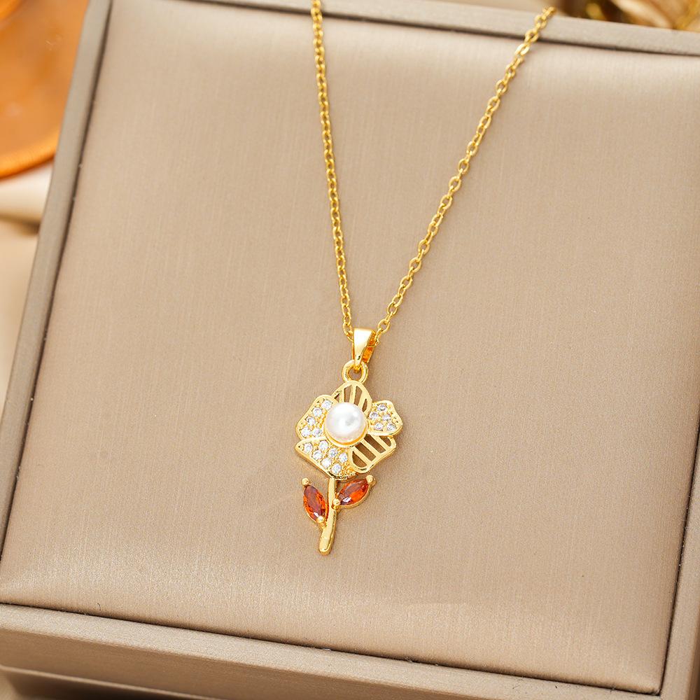 Titanium Steel Necklace For Women Elegant Simple Fashion Zircon Collarbone Chain Light Luxury Niche Jewelry