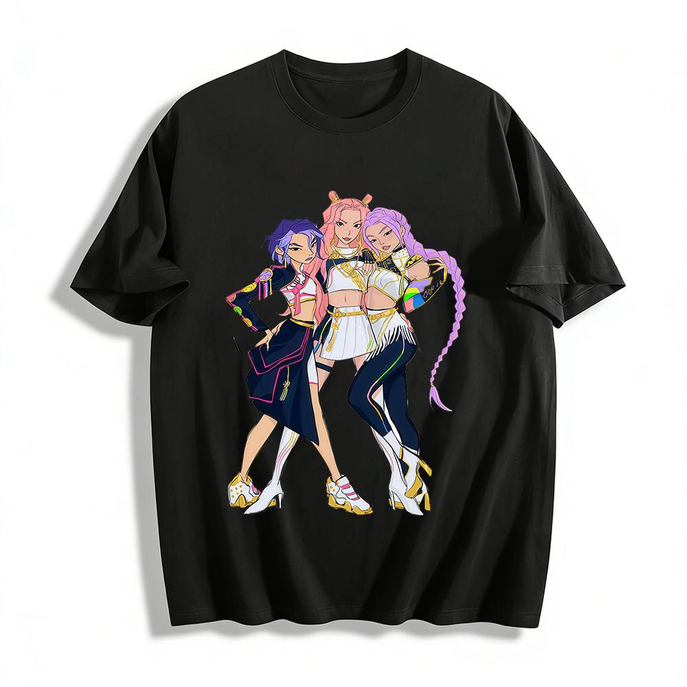 K-Pop Style Trendy Printed Top Cool Anime Character Pattern Loose Casual Unisex Tee Pure cotton T-shirt