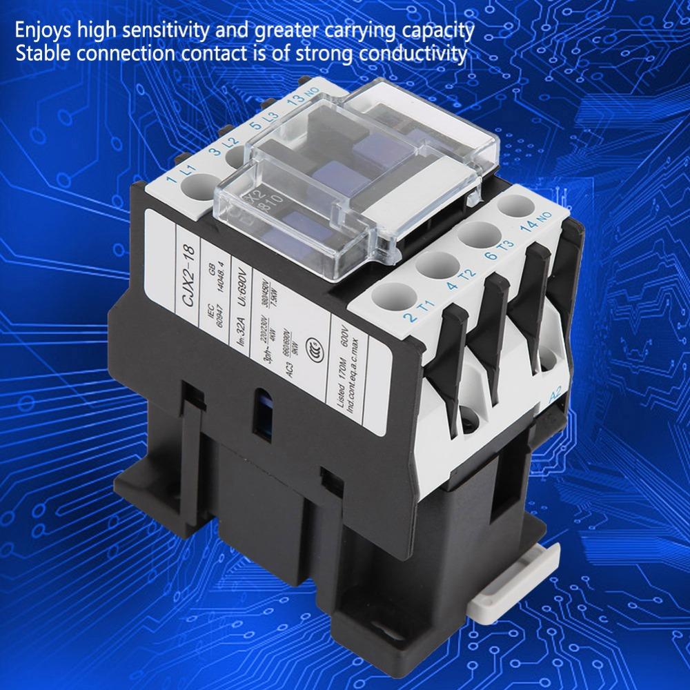High Sensitivity CJX2-1810 AC Contactor 18A 24V/48V/110V/380V AC Contactor Electric Contactor Fixed Type Installation