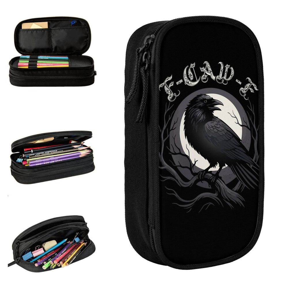 Black Crow F Caw F Pencil Case Cute F-Caw-F Bird Pen Box Pencil Bags for Student Large Storage Office Gift Pencil Pouch